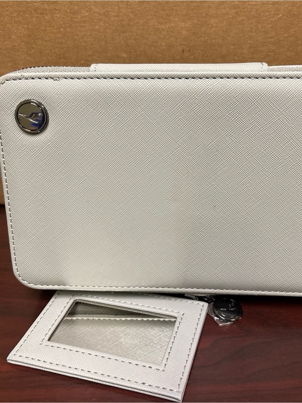 Lufthansa Airlines First Class Leather Amenity Kit Travel Case with Mirror Gray